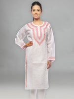 Load image into Gallery viewer, Seva Chikan Hand Embroidered White Cotton Lucknowi Chikan Kurta-SCL0669