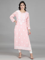 Load image into Gallery viewer, Seva Chikan Hand Embroidered Georgette Lucknowi Chikan Kurti With Slip