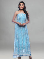 Load image into Gallery viewer, Seva Chikan Hand Embroidered Blue Georgette Lucknowi Chikankari Unstitched Suit Piece-SCL0068