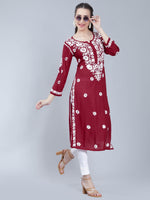 Load image into Gallery viewer, Seva Chikan Hand Embroidered Rayon Lucknowi Chikankari Kurta