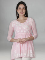 Load image into Gallery viewer, Seva Chikan Hand Embroidered Georgette Lucknowi Chikan Top