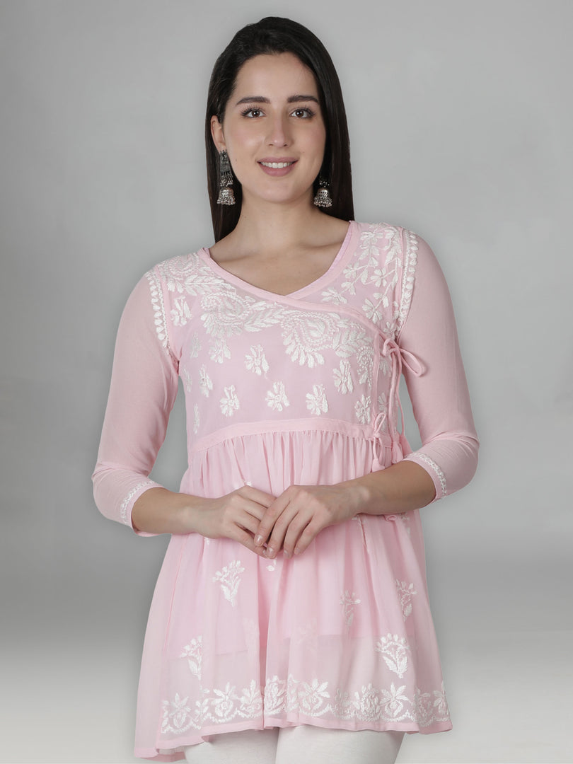 Seva Chikan Hand Embroidered Georgette Lucknowi Chikan Top