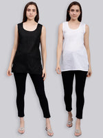 Load image into Gallery viewer, Seva Chikan Cotton Short Slips Combo of Black (Pack of 2)