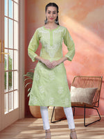 Load image into Gallery viewer, Seva Chikan Hand Embroidered Terivoil Cotton Lucknowi Chikan Kurti