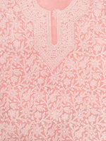 Load image into Gallery viewer, Seva Chikan Hand Embroidered Peach Georgette Lucknowi Chikankari Unstitched Suit Piece-SCL13132