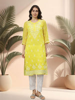 Load image into Gallery viewer, Seva Chikan Hand Embroidered Georgette Lucknowi Chikankari Kurta With Slip