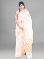 Load image into Gallery viewer, Seva Chikan Hand Embroidered White Kota Lucknowi Saree-SCL1196