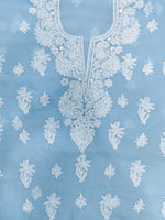 Load image into Gallery viewer, Seva Chikan Hand Embroidered Berry Blue Georgette Lucknowi Chikankari Unstitched Suit Piece-SCL13130