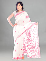 Load image into Gallery viewer, Seva Chikan Hand Embroidered White Kota Lucknowi Saree-SCL1197