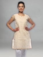 Load image into Gallery viewer, Seva Chikan Hand Embroidered Beige Cotton Lucknowi Chikan Kurta-SCL0645