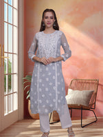Load image into Gallery viewer, Seva Chikan Hand Embroidered Georgette Lucknowi Chikankari Kurta With Slip