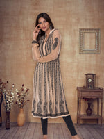 Load image into Gallery viewer, Seva Chikan Hand Embroidered Brown Lucknowi Chikan Kurti SCL1076