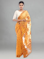 Load image into Gallery viewer, Seva Chikan Hand Embroidered Mustard Georgette Lucknowi Saree-SCL2287