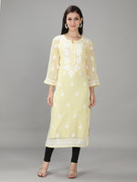 Load image into Gallery viewer, Seva Chikan Hand Embroidered Georgette Lucknowi Chikan Kurti With Slip