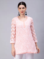 Load image into Gallery viewer, Seva Chikan Hand Embroidered Georgette Lucknowi Chikan Top With Slip