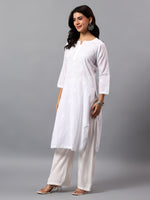 Load image into Gallery viewer, Seva Chikan Hand Embroidered Lucknowi Chikankari White Cotton Kurta SCL4770