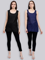 Load image into Gallery viewer, Seva Chikan Cotton Short Slips Combo of Black (Pack of 2)