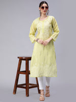 Load image into Gallery viewer, Seva Chikan Hand Embroidered Terivoil Cotton Lucknowi Chikan Kurti