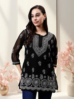 Load image into Gallery viewer, Seva Chikan Hand Embroidered Georgette Lucknowi Chikankari Top With Slip