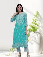 Load image into Gallery viewer, Seva Chikan Hand Embroidered Georgette Lucknowi Chikankari Kurta With Inner