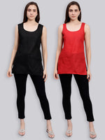 Load image into Gallery viewer, Seva Chikan Cotton Short Slips Combo of Black (Pack of 2)