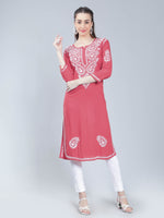 Load image into Gallery viewer, Seva Chikan Hand Embroidered Rayon Lucknowi Chikankari Kurta