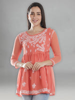 Load image into Gallery viewer, Seva Chikan Hand Embroidered Georgette Lucknowi Chikan Top