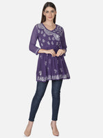 Load image into Gallery viewer, Seva Chikan Hand Embroidered Georgette Lucknowi Chikan Top