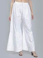 Load image into Gallery viewer, Seva Chikan Hand Embroidered White Cotton Lucknawi Chikankari Palazzo-SCL11025