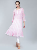 Load image into Gallery viewer, Seva Chikan Hand Embroidered Georgette Lucknowi Chikankari Anarkali