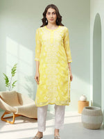 Load image into Gallery viewer, Seva Chikan Hand Embroidered Georgette Lucknowi Chikankari Kurta With Slip
