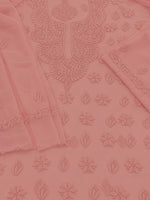 Load image into Gallery viewer, Seva Chikan Hand Embroidered Peach Georgette Lucknowi Chikankari Unstitched Suit Piece-SEV15034