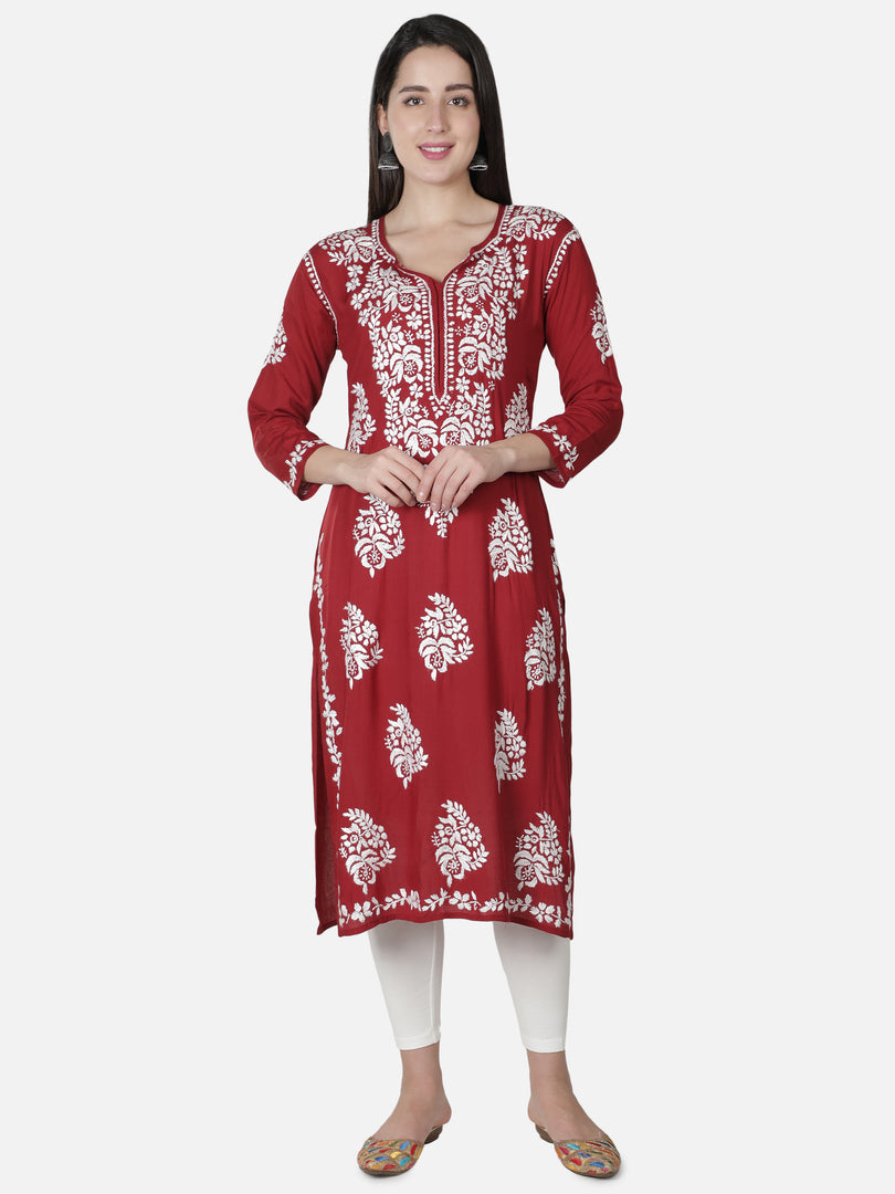 Seva Chikan Hand Embroidered Modal Cotton Lucknowi Chikankari Kurta