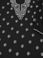 Load image into Gallery viewer, Seva Chikan Hand Embroidered Black Terivoil Cotton Lucknowi Chikankari Unstitched Suit Piece-SCL13139