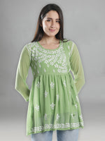 Load image into Gallery viewer, Seva Chikan Hand Embroidered Georgette Lucknowi Chikan Top