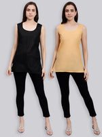Load image into Gallery viewer, Seva Chikan Cotton Short Slips Combo of Black (Pack of 2)