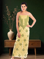 Load image into Gallery viewer, Seva Chikan Hand Embroidered Light Green Kota Lucknowi Chikankari Unstitched Kurti Piece SCL1106