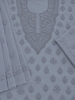 Load image into Gallery viewer, Seva Chikan Hand Embroidered Grey Georgette Lucknowi Chikankari Unstitched Suit Piece-SEV15035