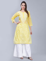 Load image into Gallery viewer, Seva Chikan Hand Embroidered Terivoil Cotton Lucknowi Chikan Kurta