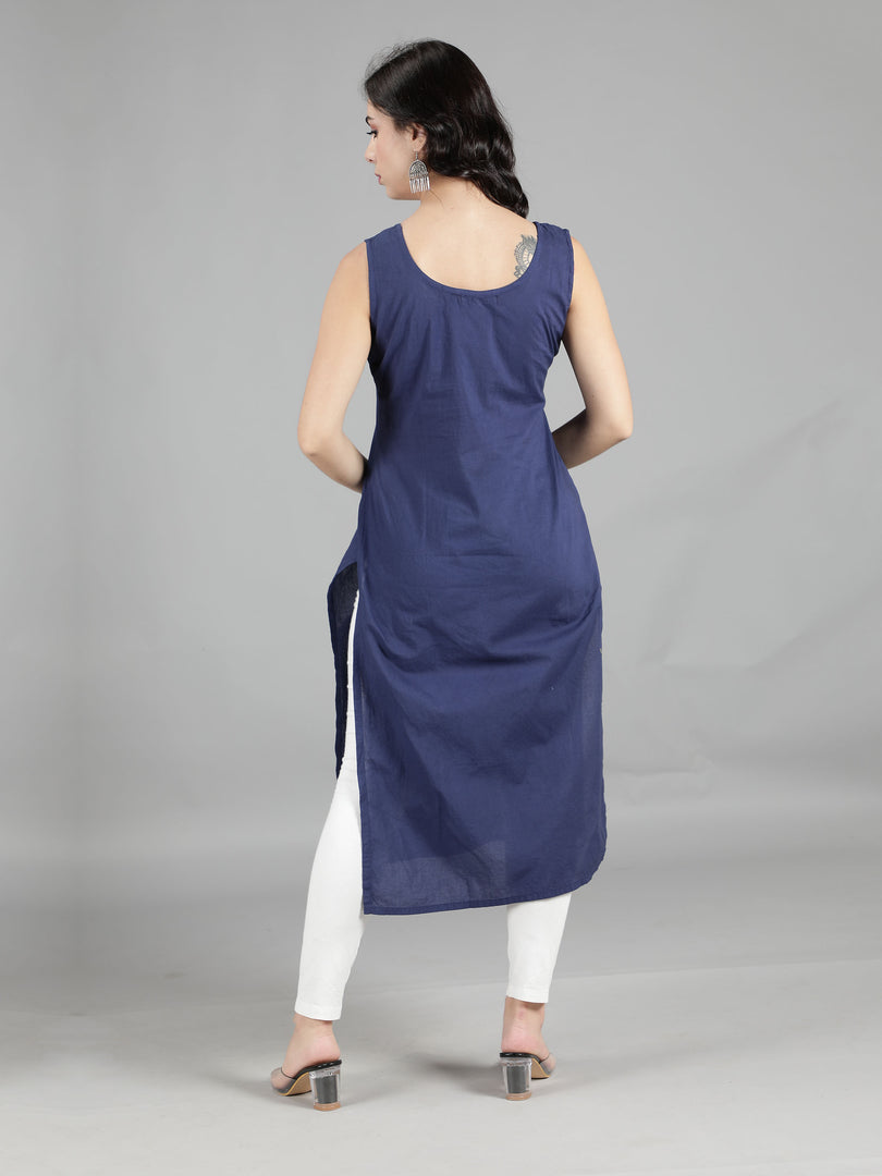 Seva Chikan Cotton Long Slips Combo Of Black (Pack of 2)