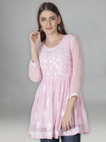 Load image into Gallery viewer, Seva Chikan Hand Embroidered Georgette Lucknowi Chikan Top