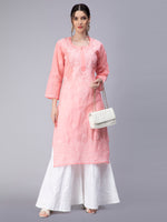 Load image into Gallery viewer, Seva Chikan Hand Embroidered Terivoil Cotton Lucknowi Chikan Kurti