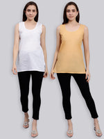 Load image into Gallery viewer, Seva Chikan Cotton Short Slips Combo of White (Pack of 2)
