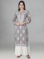 Load image into Gallery viewer, Seva Chikan Hand Embroidered Modal Cotton Lucknowi Chikankari Kurta
