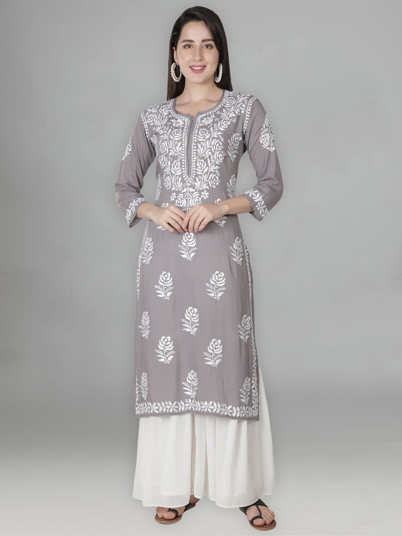 Seva Chikan Hand Embroidered Modal Cotton Lucknowi Chikankari Kurta