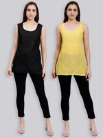 Load image into Gallery viewer, Seva Chikan Cotton Short Slips Combo of Black (Pack of 2)