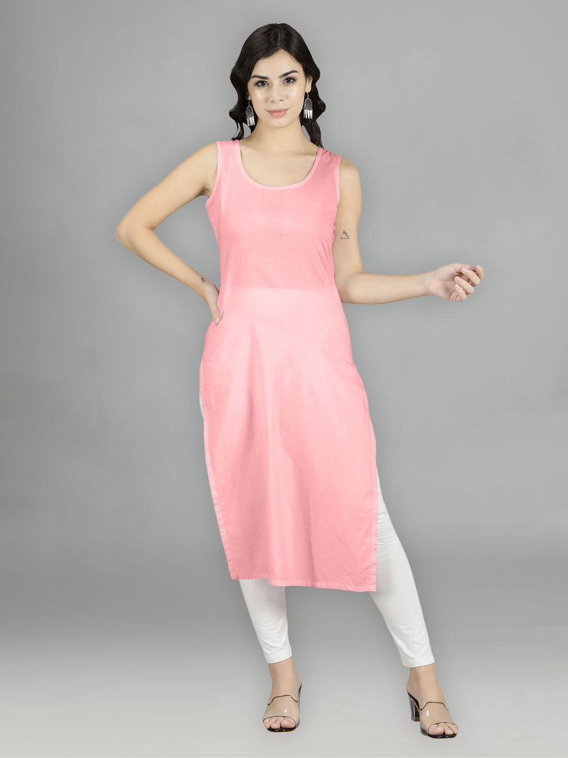 Seva Chikan Cotton Long Slips Combo Of Black (Pack of 2)