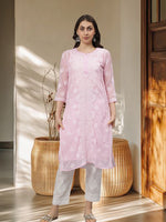Load image into Gallery viewer, Seva Chikan Hand Embroidered Georgette Lucknowi Chikankari Kurta With Slip