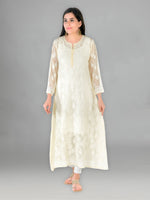 Load image into Gallery viewer, Seva Chikan Hand Embroidered Beige Georgette Lucknowi Chikankari Anarkali-SCL1337
