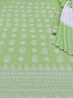 Load image into Gallery viewer, Seva Chikan Hand Embroidered Green Cotton Lucknowi Chikankari Unstitched Suit Piece-SEV15057